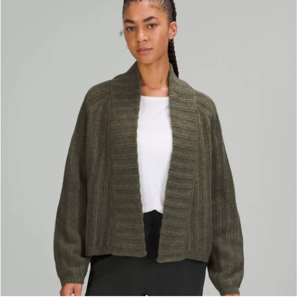 Lululemon Wool Blend Open Cardigan Sweater Olive Green Women’s Size M/L